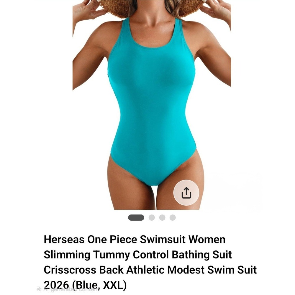 Herseas One Piece Swimsuit Tummy Control Athletic Racerback Blue XXL Swimsuit